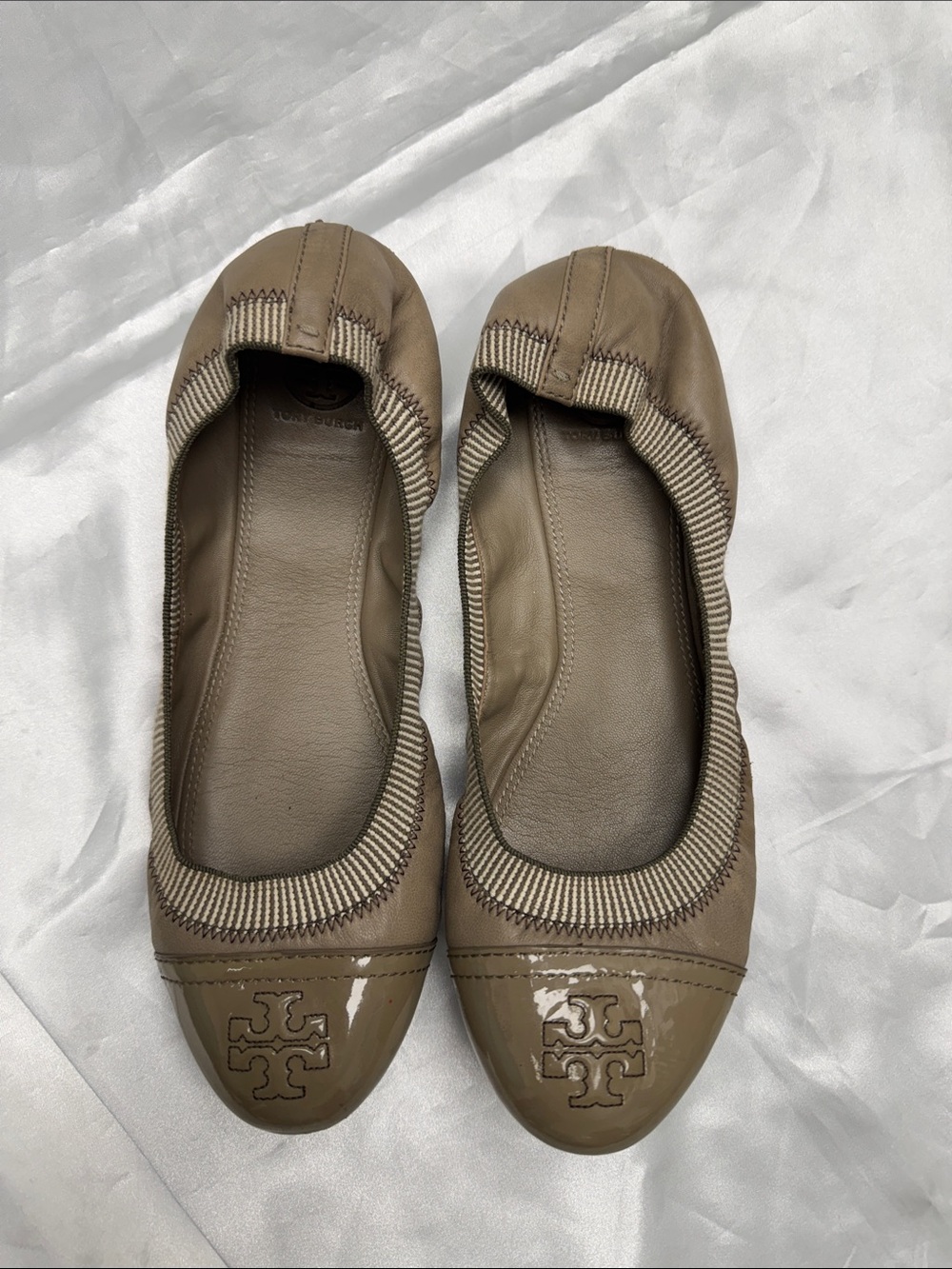 Tory Burch Gabby Ballet Isabel Flat London Gray Size 10.5